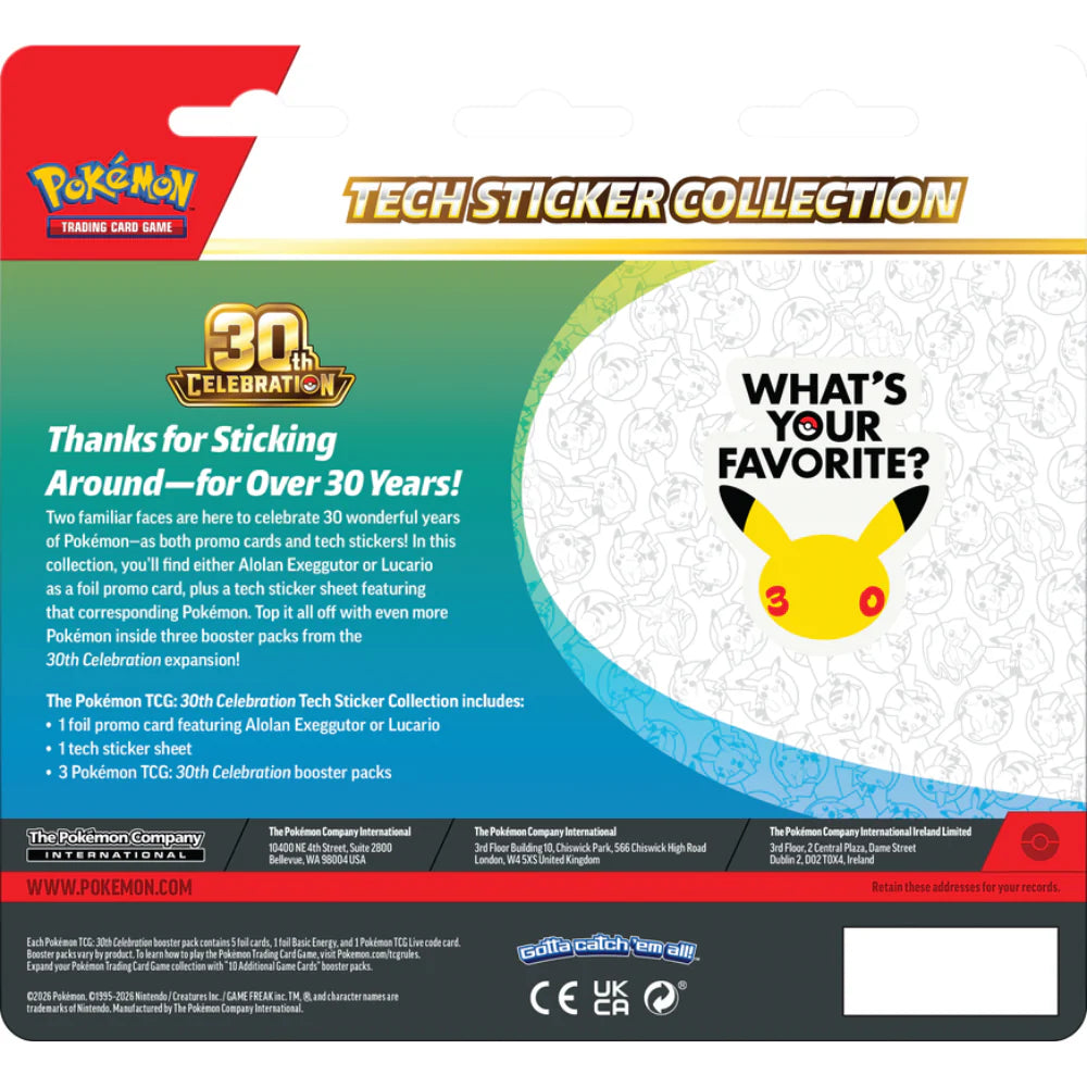 30th Celebration Tech Sticker Collection Lucario / Alolan Exeggutor