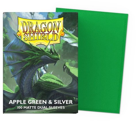 Dragon Shield Dual Matte Sleeves: Apple Green & Silver (100 stuks)